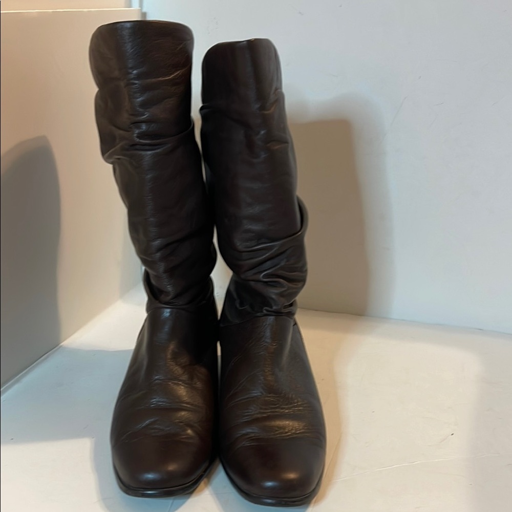 Liz Baker Brown Heeled Boots with Chunky Soles